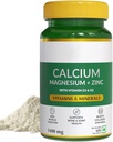 Naturals Calcium Magnesium & Zinc Tablets with Vitamin D3 & K2 (600 IU), Calcium Supplement for Women and Men, for Muscle Health