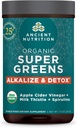 Nutrición antigua Supergreens Alkalize " Detox Powder, orgánico Superfood Powder Hecho de Frutas Reales, Verduras y Herbs, para el apoyo digestivo y energético, 25 Servings, 7.5oz