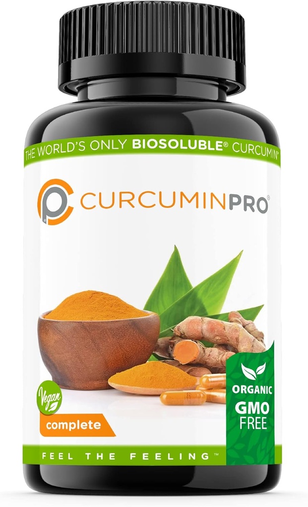 CurcuminPro Complete Vegan ← BioSoluble Brown Rice Protein &amp; Organic Turmeric Curcumin Suplemento Silencio Plant-Based Fórmula para el bienestar diario 60 Conteo