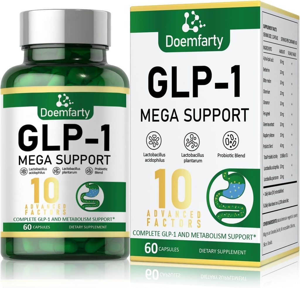 GLP-1 Probiótico Silencioso GLP-1 Suplemento, GLP-Activado con 10 millones de probióticos multi-entrenamiento CFU + Prebióticos, Naturalmente GLP 1 Producción, GLP-1 Probiótico para Mujeres, 60 GLP-1 cápsula (1pcs)wss,