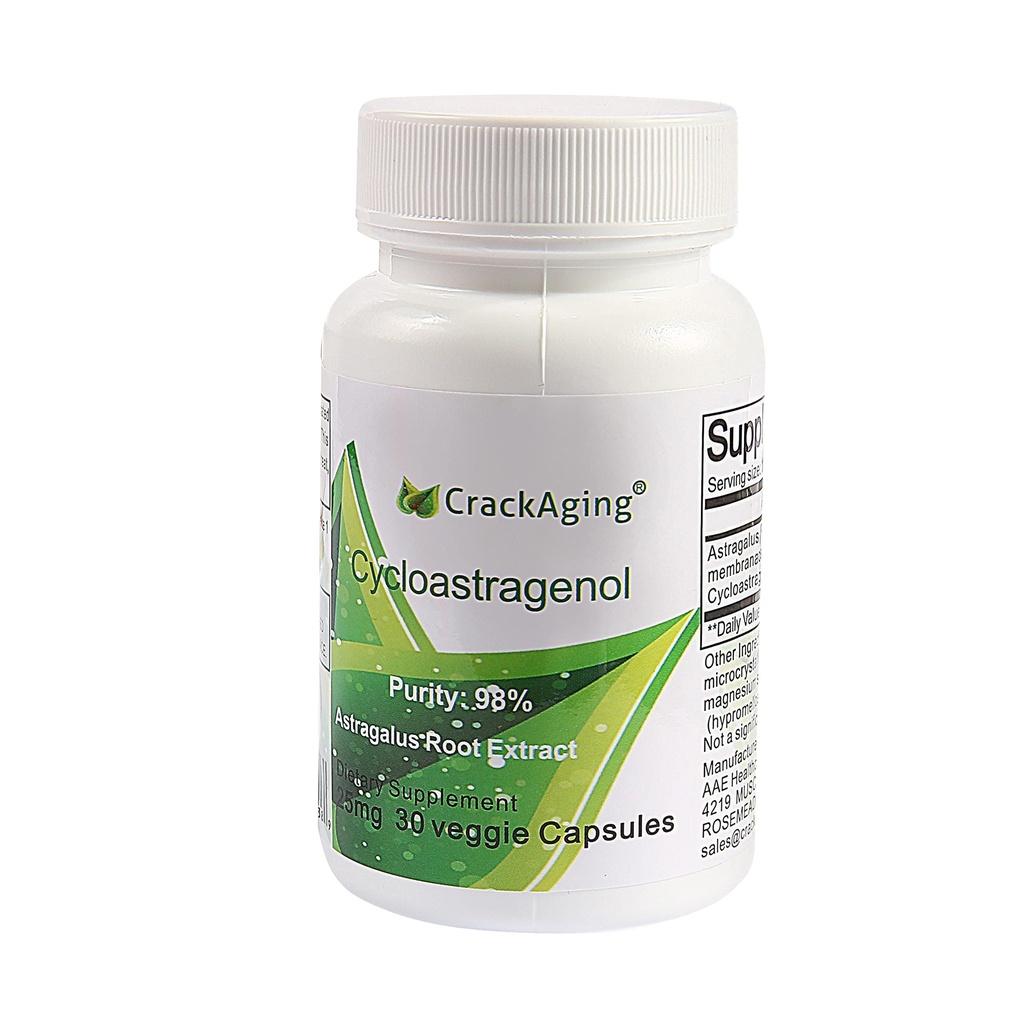 Crackaging Super-Absorption Cycloastragenol 98% Telomere Nutritional | telomerase Enzyme Supplement | Immune Support |25mg 30 Vegetarian Capsules