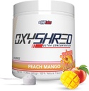 EHP Labs OxyShred Pre Workout Powder - Preworkout Powder con L Glutamine &amp; Acetyl L Carnitine, Energy Boost Drink - Peach Mango, 60 Servings