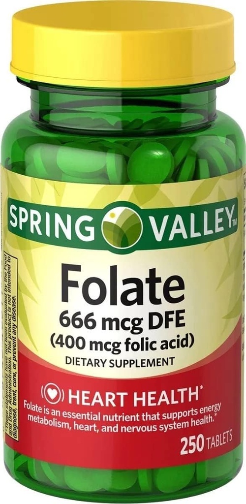 Spring Valley, Folic Acid 400 MCG, 250 Conde