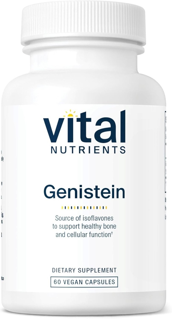 Vital Nutrients Genistein ANTE Easi Absorbed Isoflavones for Bone Health Support* Silencio Vegan Supplement TEN Gluten and Dairy Free ← Non-GMO ← 60 Capsules