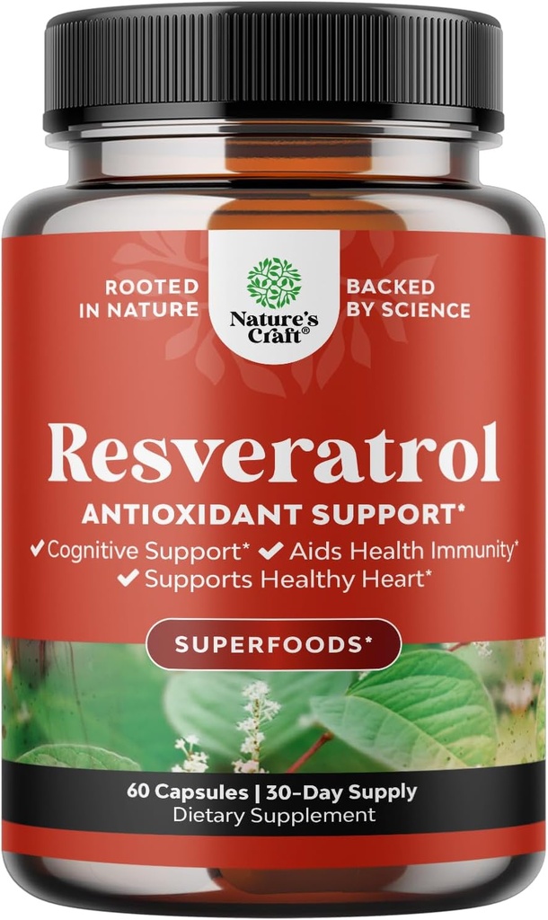 Suplemento de Resveratrol Juvenil - Resveratrol Capsules con AMPK Activador para Salud Celular & Vitalidad - AMPK Metabólica Activador para Metabolismo Boost " Eficiencia Celular - 60 Cuenta