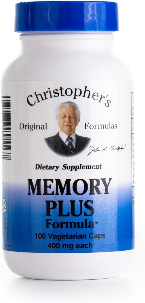 Christopher's Original Fórmulas Memory Plus Herbal Blend - Suplementos cerebrales para la memoria & Focus - Apoya Función Cognitiva, Energía, > Alerta