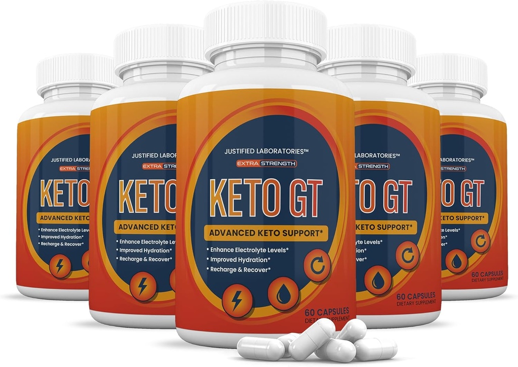 (5 Pack) Keto GT Keto Pills 1275MG New &amp; Improved Formula Contiene Apple Sider Vinegar Extra Virgin Olive Oil Powder Green Tea Leaf 300 cápsulas