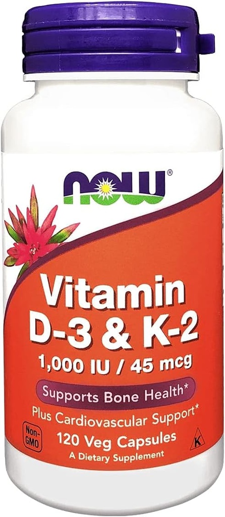 NOW Foods Vitamin D-3 & K-2 - 120 Veg Capsules