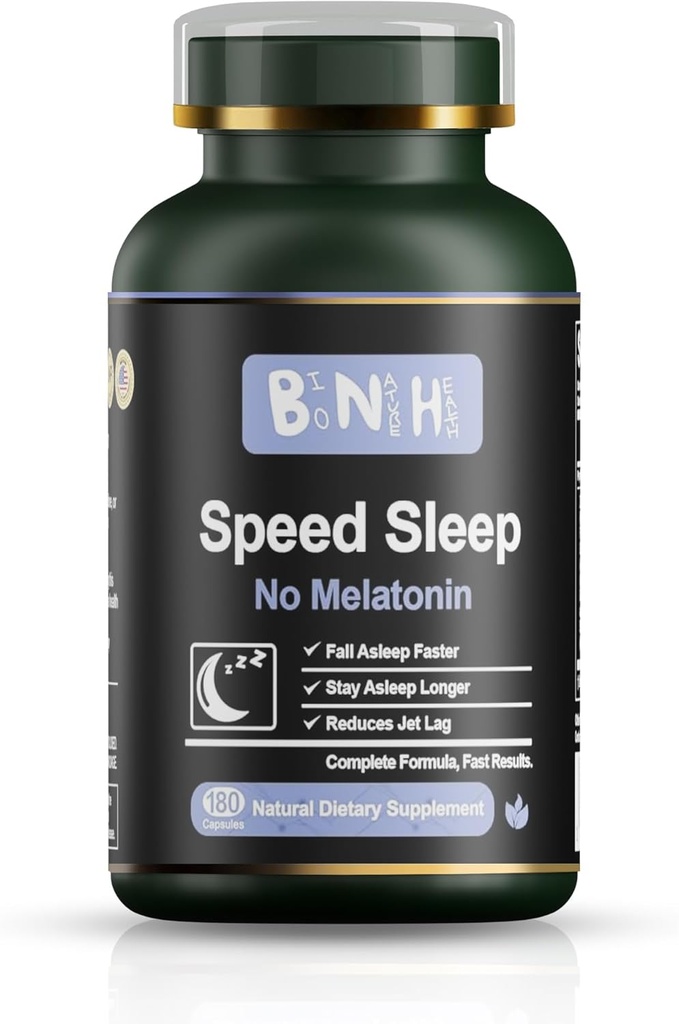 BNH Speed Sleep - Melatonin Free Fórmula - Antiguo chino Remedy - 15 hierbas - Fall &amp; Stay Asleep Faster - Wake Refreshed &amp; Energized - No Groggy Feeling - Relax - Calms Mind- Drug Free - 180 Conde
