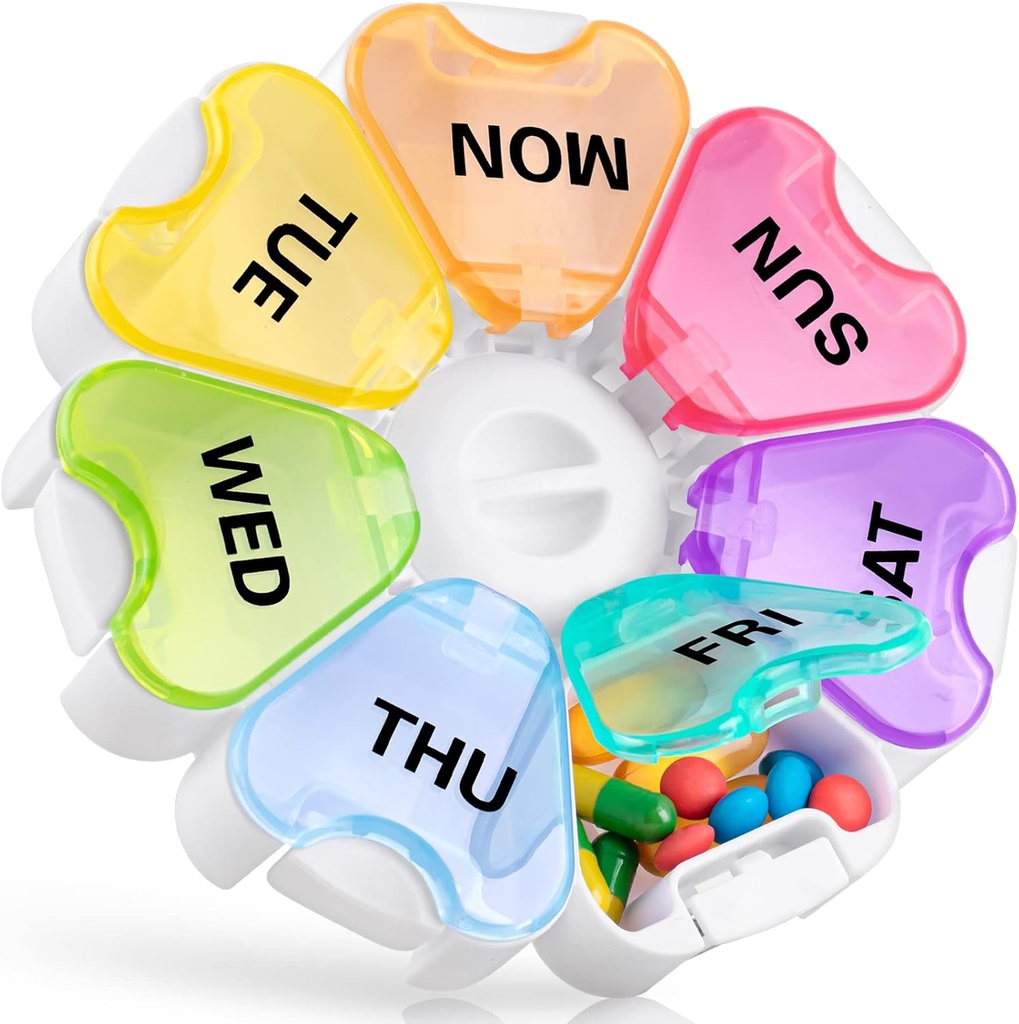 Weekly Pill Organizer with Easy Push Button Design, Gelibo Large Pill Box 7 Day, Daily Pill Case Medicine Organizer for Vitamin, Fish Oils, Supplement Arthritis Friendly New Edition