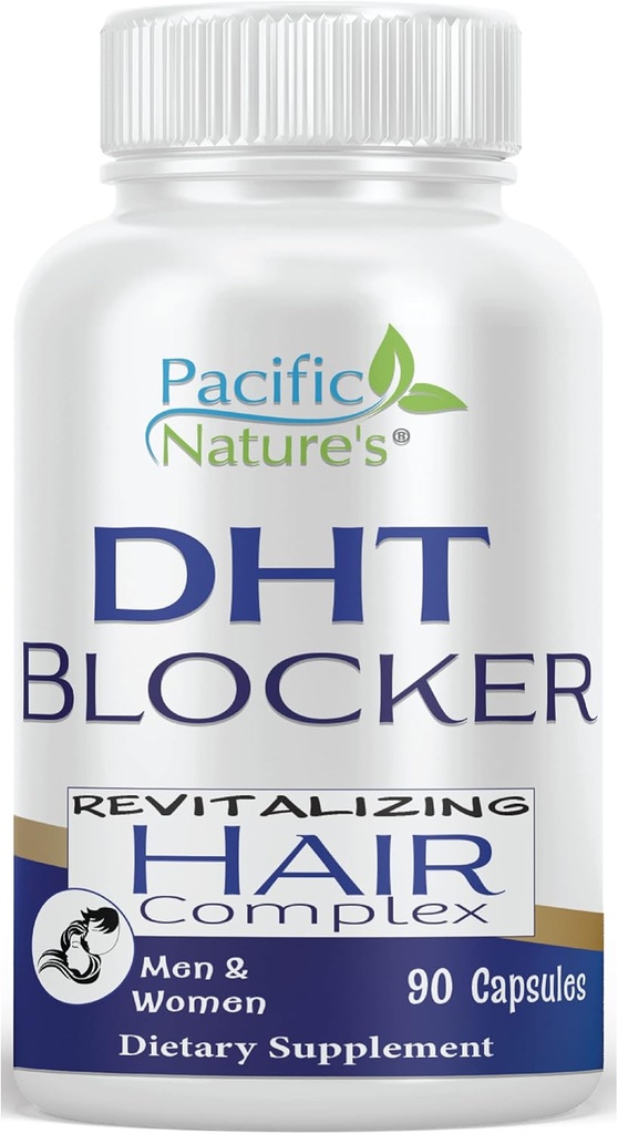 PACIFIC NATURE'S DHT Blocker Revitalizing Hair Growth Supplement (90 Capsules) Supports Healthy Hair Growth in Both Men &amp; Women - Non-GMO, Gluten Free