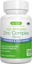 Igennus Clean Chelated Zinc 25mg with Copper, Picolinate & Bisglycinate, High Absorption Complex, Supplement for Women &amp; Men, Lab Verified, Non-GMO, Immune Support & Skin, 180 Tablets 6 Month Supply