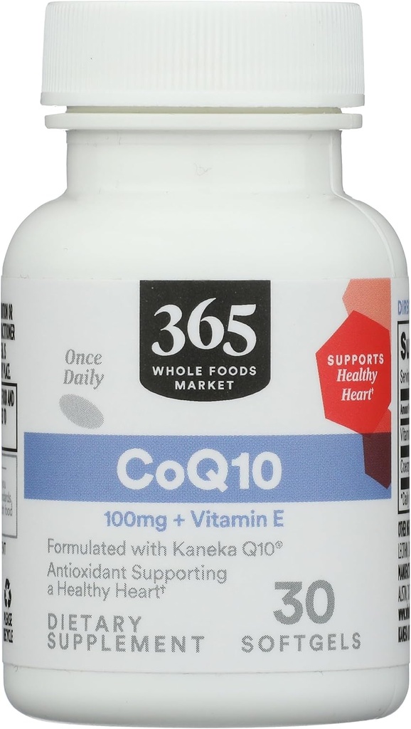 365 por Whole Foods Market, CoQ10 100 MG Plus Vitamina E, 30 Cuenta