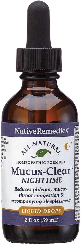 Remedios nativos Mucus-Clear Noche - Temporalmente Alivia la Congestión de Mucus y apoya el sueño pacífico