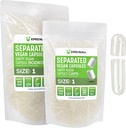 XPRS Nutra Vegan Tamaño 1 Cápsulas separadas - 1000 Cápsulas vacías de alta calidad Separadas en bolsas - Píldoras 1 para relleno de suplementos DIY