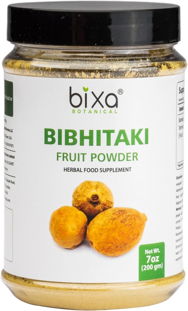 bixa BOTANICAL Bibhitaki Powder  Terminalia Belerica ← Ayurvedic Herbal Supplement  200 Grams / 7 OZ ← Gluten Free, Non-GMO, Steam Treated, Vegan, 100% puro