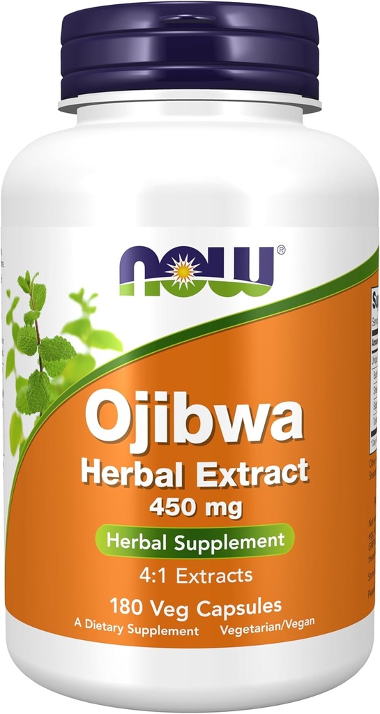 AHORA Suplementos, Ojibwa Herbal Extract 450 mg, Concentrated Blend , Alcohol-fFree, 4:1 Extractos Herbales, 180 Veg Capsules