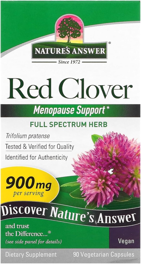 Respuesta de la naturaleza Cierre Rojo (Trifolium Pratense) Silencio Ideal para la menopausia peru Full Spectrum Herb Orgánica Silencio High Strength Suplemento dietético Silencio Kosher, Libre de gluten, No GMO, Vegetariano & Vegan (90 cápsulas)