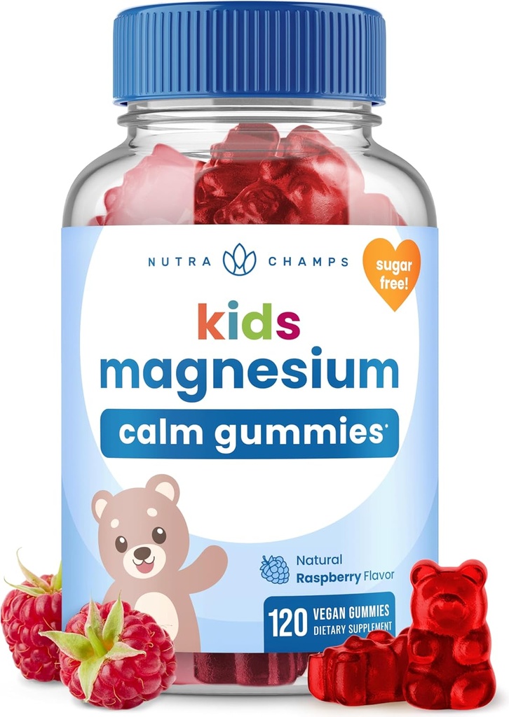 NutraChamps 120 Kids Magnesium Gummies - Azúcar Magnesium Gummies para Niños - 4 Month Supply - Soportes Bone Health, Sleep - Magnesium Citrate para Niños Suplemento