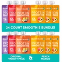 Diseñador Wellness Protein Smoothies Origignal Variety Pack y Peach Mango Bundle