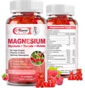 Magnesio Suplemento Complejo Gummies, Magnesio sin azúcar Glycinate 500mg para adultos y niños, con Taurate 200mg, Malate, Calcio, COQ10, Multivitamina para el sueño, Corazón &amp; Bone Health