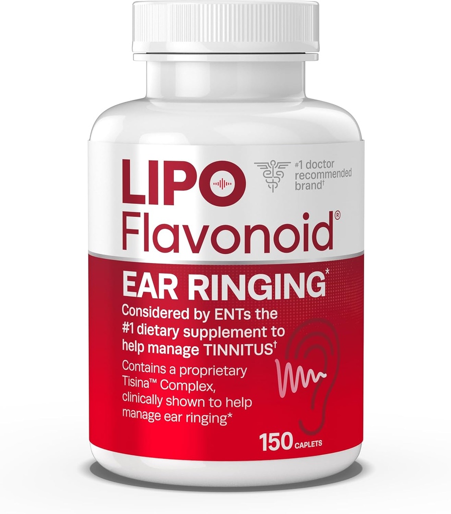 Lipo-Flavonoid Plus Tinnitus Relief - Doctor-Recomendado para Anillos de Anillo - Complejo Bioflavonoide de Limón Clínicamente Proveido con Vitaminas C, B1, B2, B6, B12, &amp; Calcio - 150 Caplets