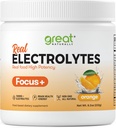 Focus+ Electrolito Nootrópico Naranja: Hidratación " Apoyo cerebral para el realce cognitivo, memoria, concentración - Citicolina, cafeína orgánica, metil B12 - Hecho en EE.UU.