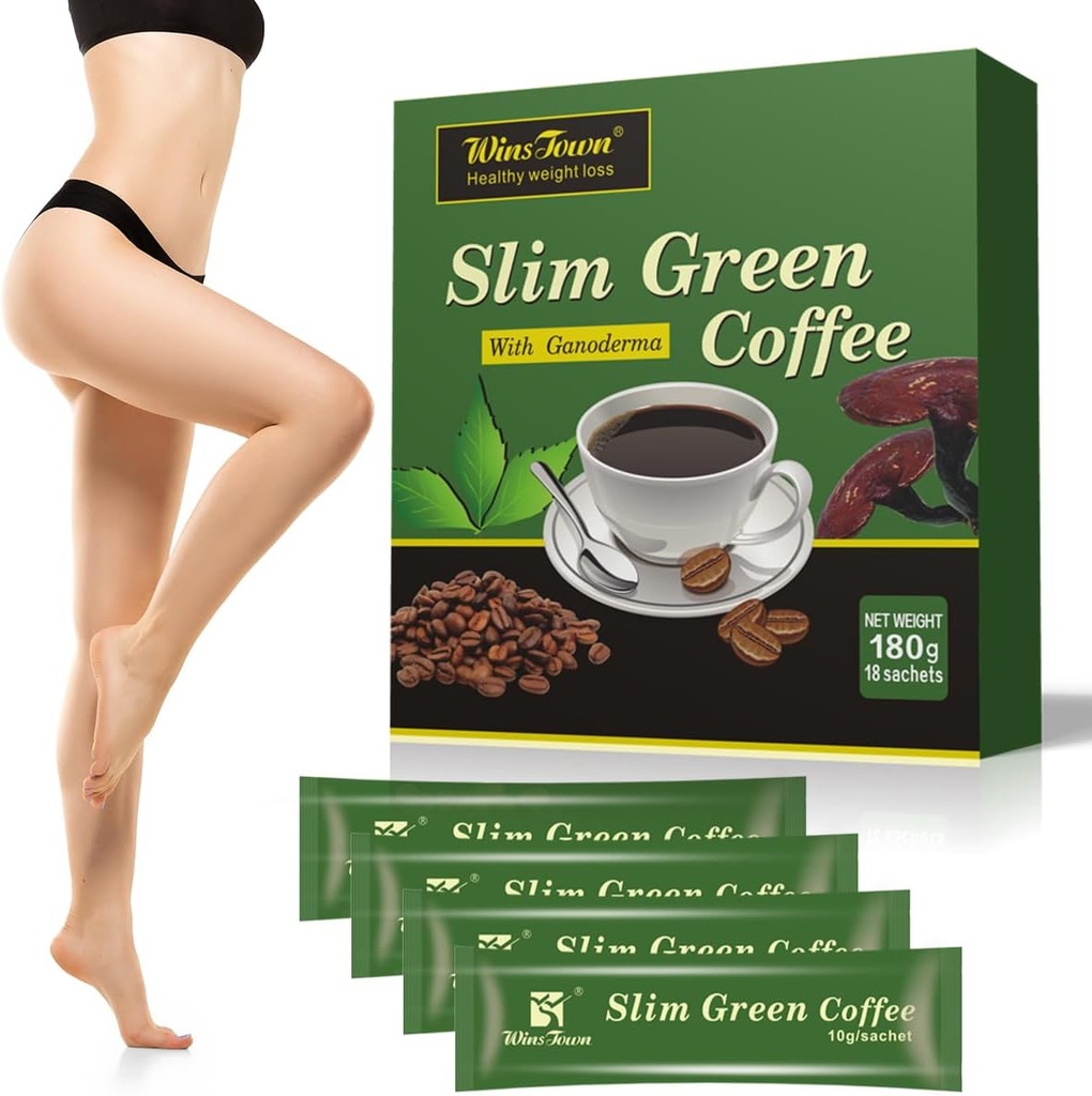 Premium Green Coffee Bean Extract Powder - Gluten-Free Green Coffee Bean Extract Suplementos con 10 Natural Health Blends, Instant Coffee, 180g (18 Sachets)