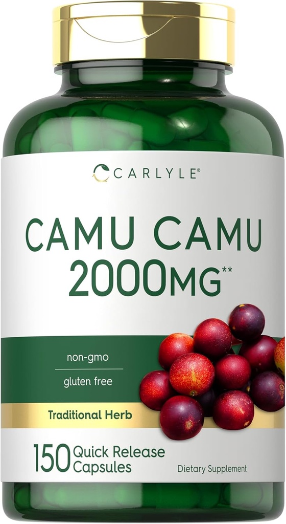 Carlyle Camu Camu con Vitamin C TENIDO 2000mg ANTE 150 cápsulas TENIDA Herb Extract Supplement TEN Myrciaria Dubia ANTE No GMO y Gluten Free