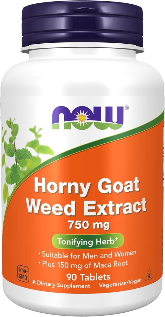 AHORA Suplementos, Horny Goat Weed Extract 750 mg Plus 150 mg de Maca Root, Tonifying Herb*, 90 Tablets