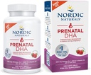 Naturales nórdicos Prenatal DHA, Fresa - 120 Gels blandos - 830 mg Omega-3 + 400 UI Vitamina D3 - Apoya el desarrollo del cerebro en bebés durante el embarazo y lactancia - No GMO - 60 Actuaciones