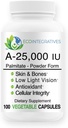 A-25,000 iu Palmitate Vegan, Powder Form (100 cápsulas) Non-GMO, soporta baja visión de la luz, soporte inmunológico, integridad celular de los huesos de la piel, antioxidante