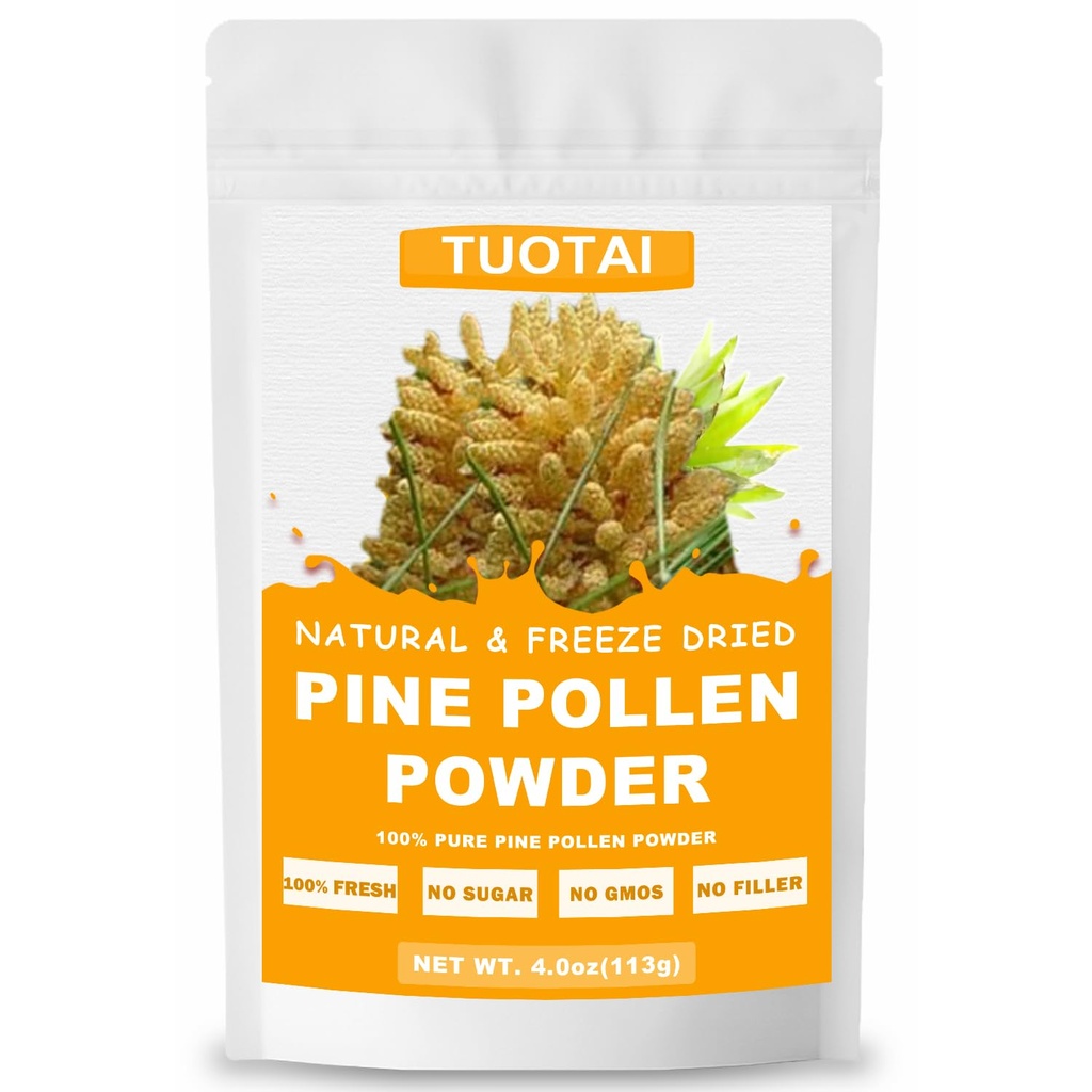 Pine Pollen Powder Premium, 100% Natural Powder, No GMO, No Aditivos, Vegan