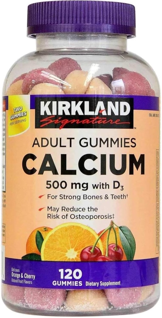 Kirkland Signature Chewable Calcium with Vitamin D3 Adult Gummies, 120 ct x 1 Bottle