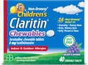 Claritin Children's Allergy Medicine, 24-Hour Non-Drowsy Loratadine 5mg Chewable Tablet, Antihistamine for Kids Ages 2 Years and Older, Grape Flavored, 40 tabletas