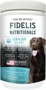 FIDELIS Skin &amp; Coat Plus+ Perro Skin &amp; Coat Suplemento, Omega 3, Vitamina E, Salmón Aceite para perros, ácidos grasos, piel sana, carne brillante, adulto, grande &amp; pequeño, hecho en EE.UU., sabor vegetal, 120 cerdas suaves