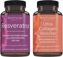 Resveratrol de reserva &amp; Booster Ultra Collagen - Resveratrol & Collagen Capsules para Celular &amp; Skin Soporte - Características Dermaval - 60 cápsulas, 90 cápsulas de booster ultra Collagen