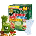 Yamamoto Kanpoh YAMAKAN Greens Superfood Powder con prebiótico Fiber " Enzymes for Digestion, 30 Veggies " Young Barley Grass Juice Blend de Japón, Gut Health for Women " Men, 64 Packets