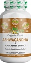 Organic Veda Ashwagandha Suplementos, 1500mg - Ashwagandha Capsules con Black Pepper Extract - Hecho de puro 100% orgánico Ashwagandha Root - Mood Support Suplemento &amp; Energy, 120 Veggie