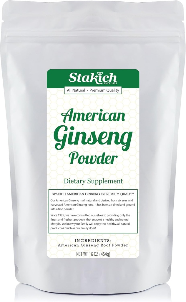 Stakich American Ginseng Root Powder - 1 libra - Puro (1 libra)