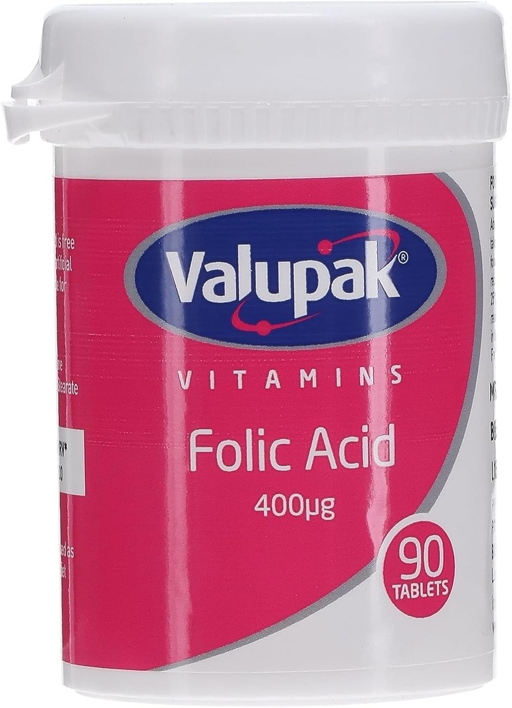 Vitaminas Valupak Suplementos Ácido fólico 400mg 90 Tablas