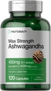 Horbäach Ashwagandha Suplemento Silencio Max Strength ← 120 Capsules ← Non-GMO, Gluten Free