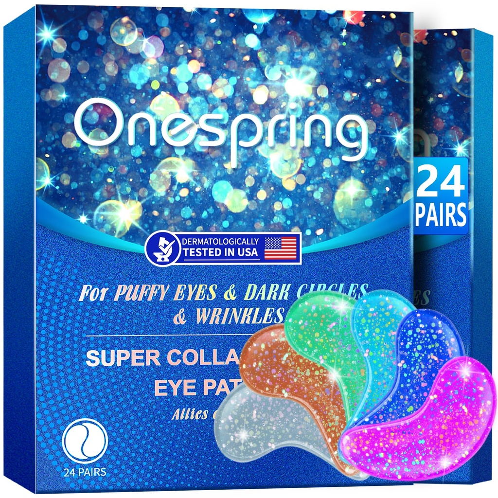 Almohadillas de Ojo (24 pares) - Bajo Patches de Ojo para Ojos Puffy, Arrugas, Círculos Oscuros, Pulseras de Ojo Natural Collagen, Patches de Máscara para Soothe Puffiness, Bolsas de Ojo
