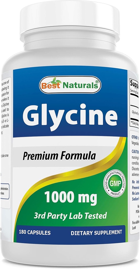 Best Naturals Glycine Suplemento 1000 Mg for Energy Production, 180Count