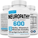 Suplemento de soporte de neuropatía con 600 mg HP-99 Ácido Lipoico alfa - Fórmula ALA Nerve para manos de pies Fingers Legs - 18 en 1 Vitaminas de Nerve periférica natural - 120 cápsulas