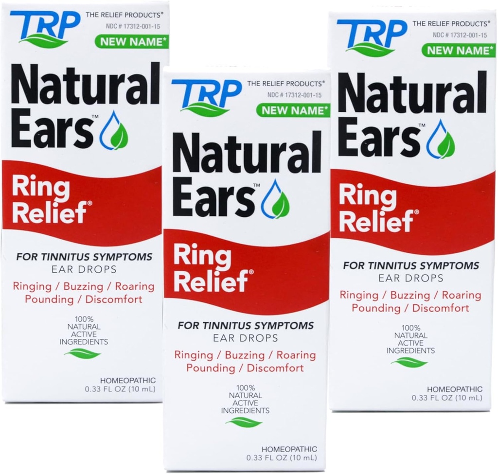 Caídas de oído homeopática de Ring Relief - 0.33 OZ, Pack de 3