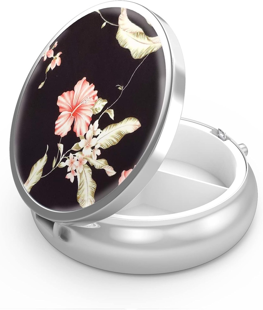 Pill Box 3 Compartment Small Pill Case,Portable for Pocket or Purse Pill Organizer Pill Container Holder to Hold Vitamins, Medication, Fish Oil and Supplements(Morning Glory)