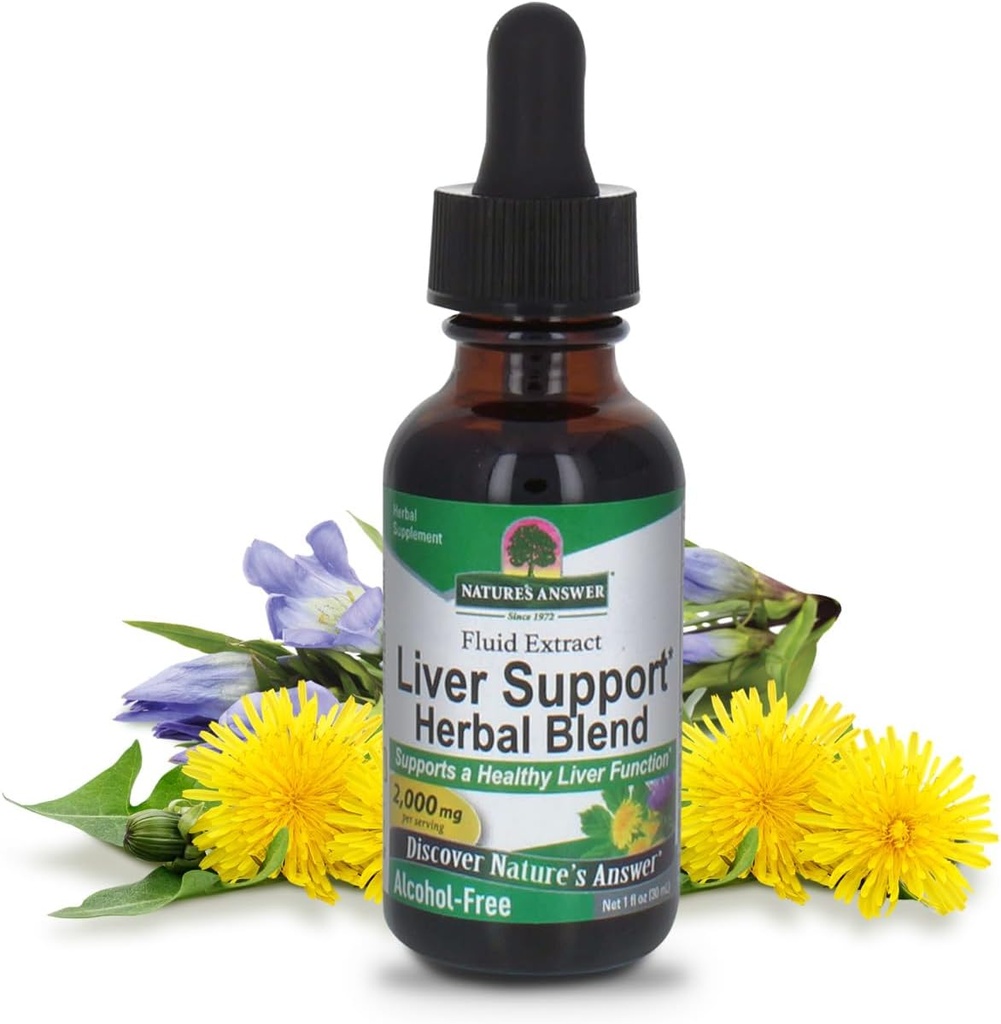Nature's Answer Alcohol-Free Liver Support, 1-Fluid Ounce | Promotes Healthy Liver Function | Natural Cleanser & Detoxifier | Support Overall Health