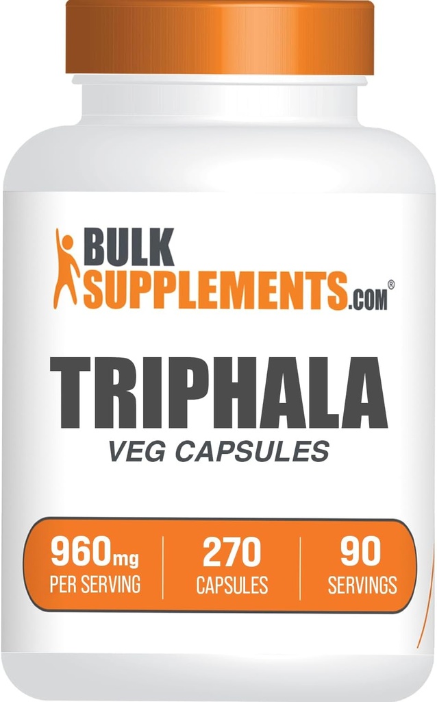 BulkSupplements.com Triphala Capsules - Triphala Suplementos con Amla, Haritaki y Bibhitaki - Gluten Free, 3 cápsulas por Serving, 270 Conde (Pack of 1)