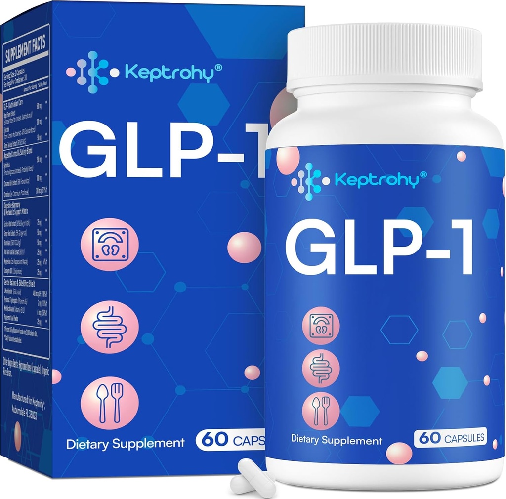 GLP-1 Apoyo Silencio Natural GLP 1 Suplemento para Hombres &amp; Mujeres, Soporte GLP-1 Nivel Naturalmente, Tomar Antes de la Comida, GLP Support Core con Sinbióticos, Extracto de Hops, Daily GLP1 Boost - 1 Botella
